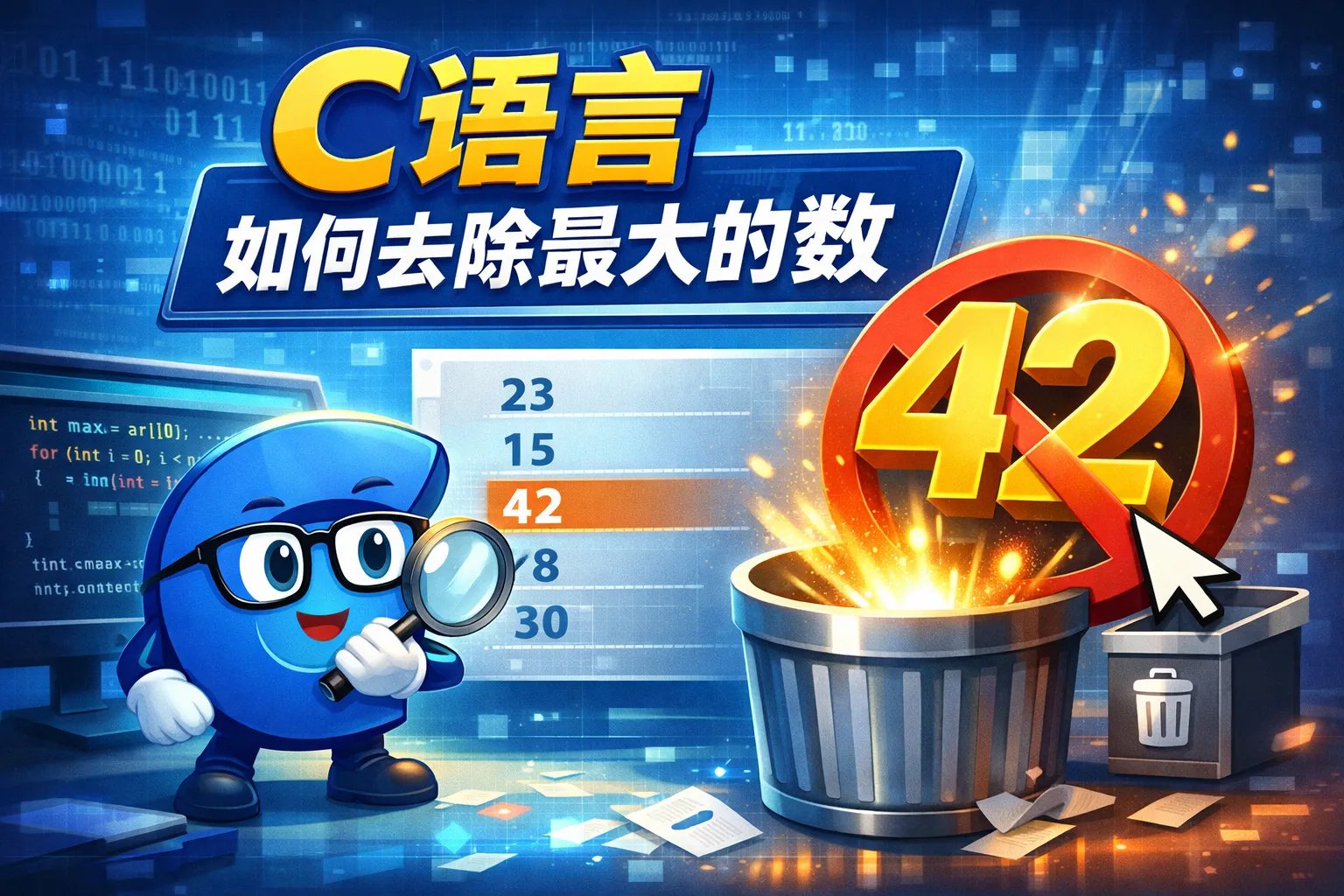 c语言如何去除最大的数