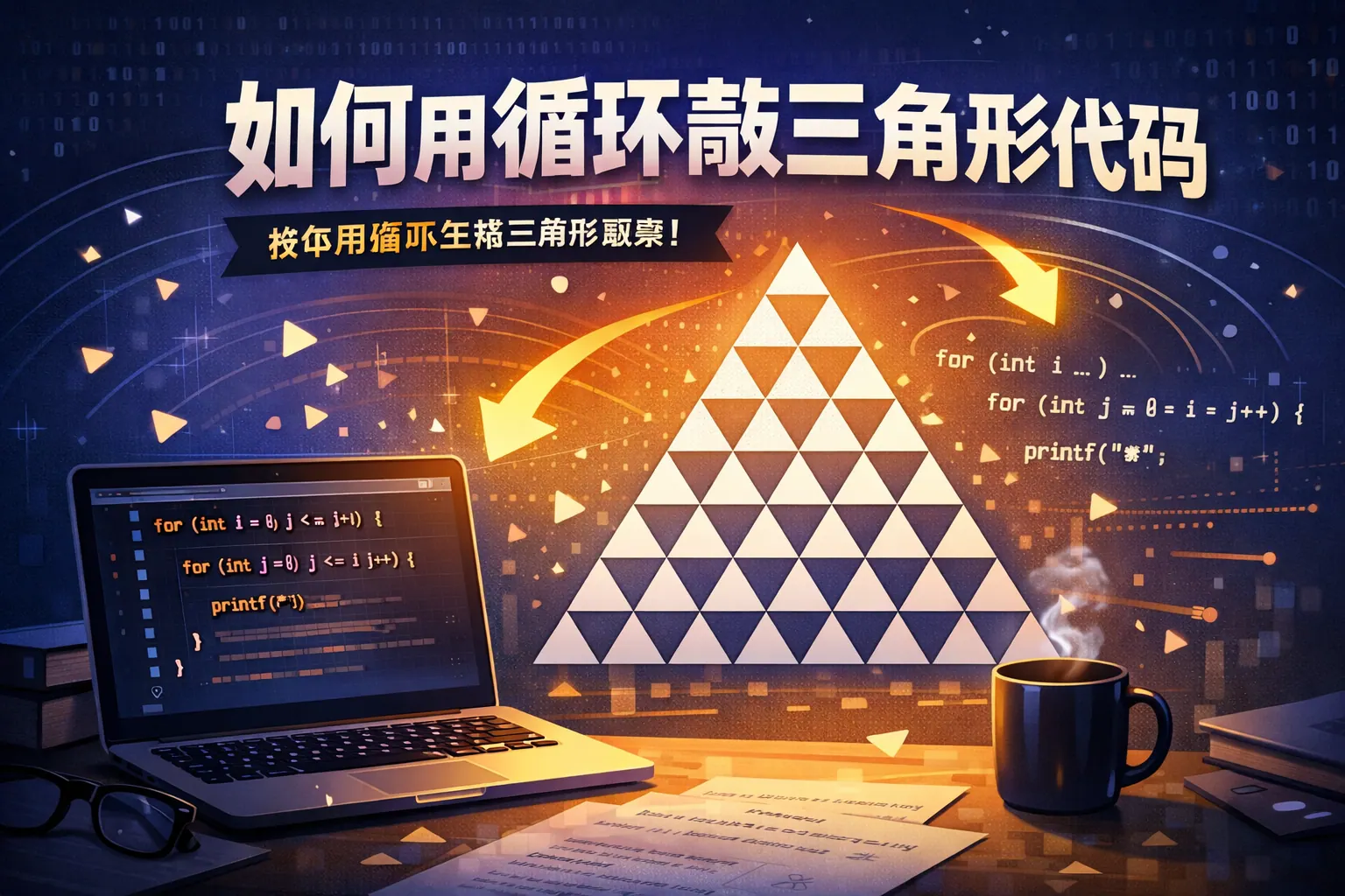 如何用循环敲三角形代码