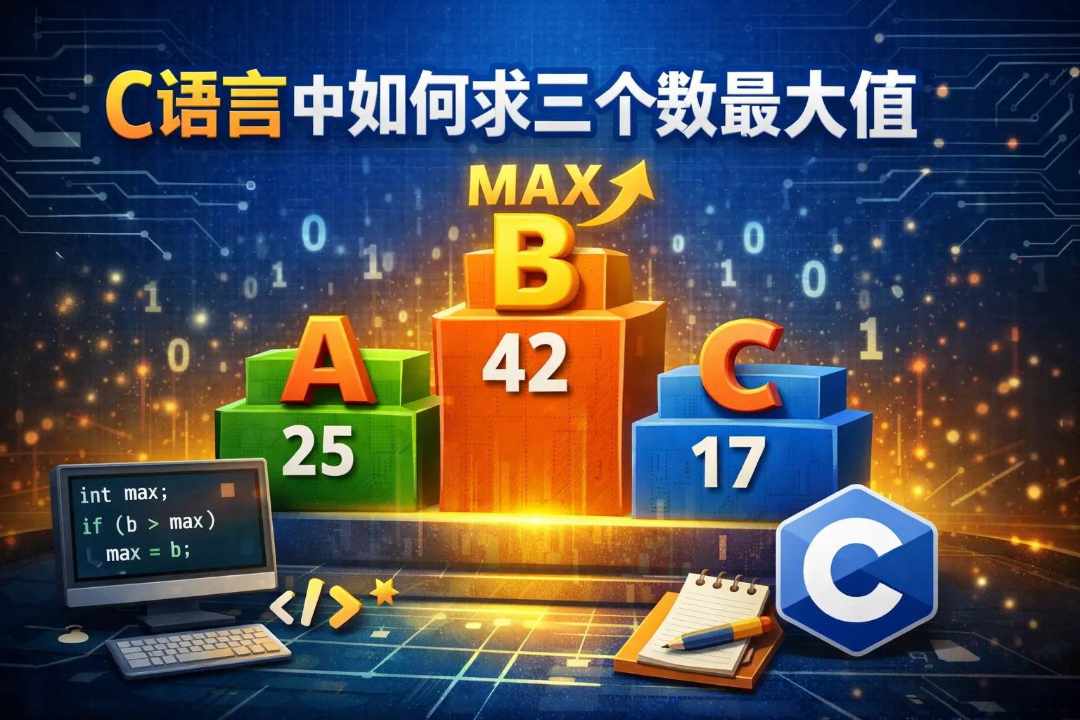 c语言中如何求三个数最大值