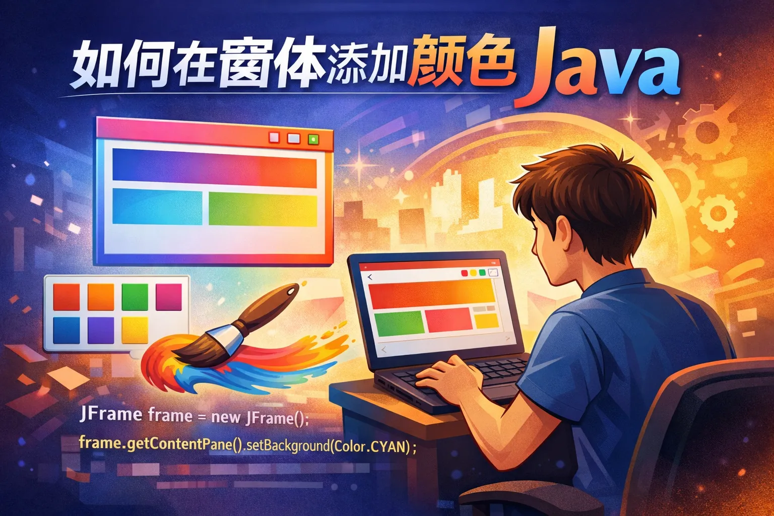 如何在窗体添加颜色 java