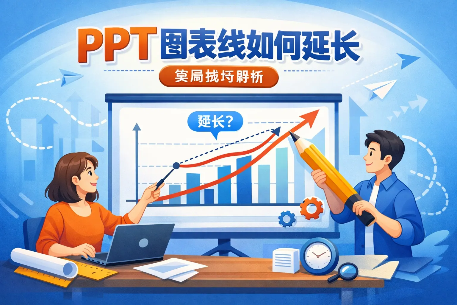 PPT图表线如何延长