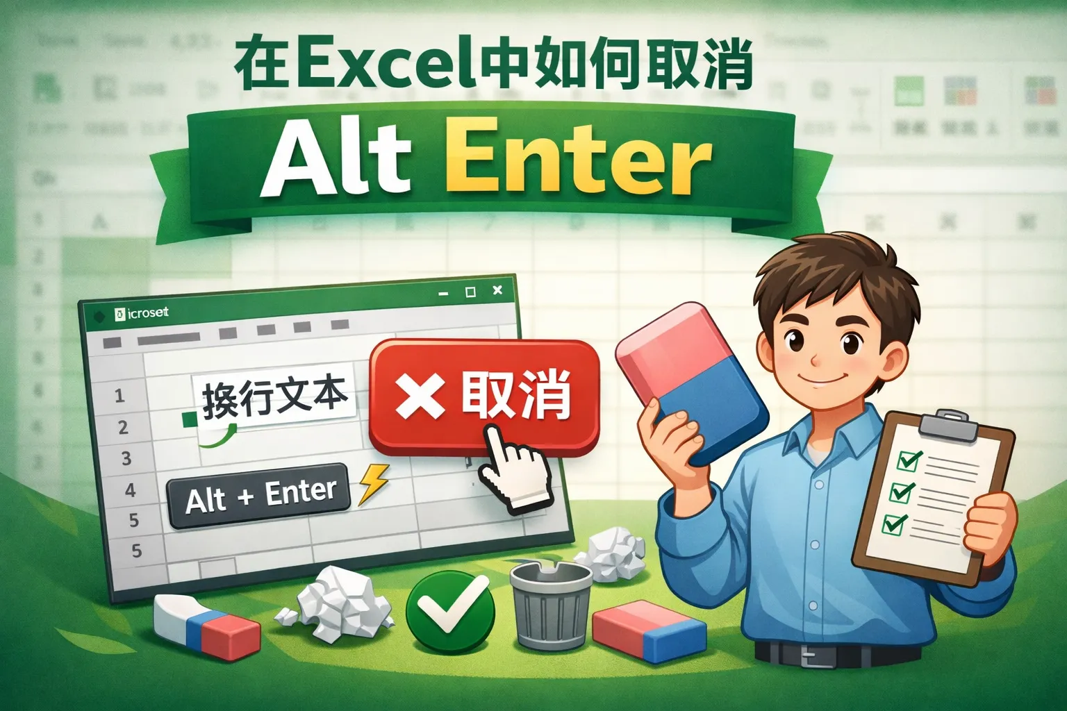 在excel中如何取消alt enter