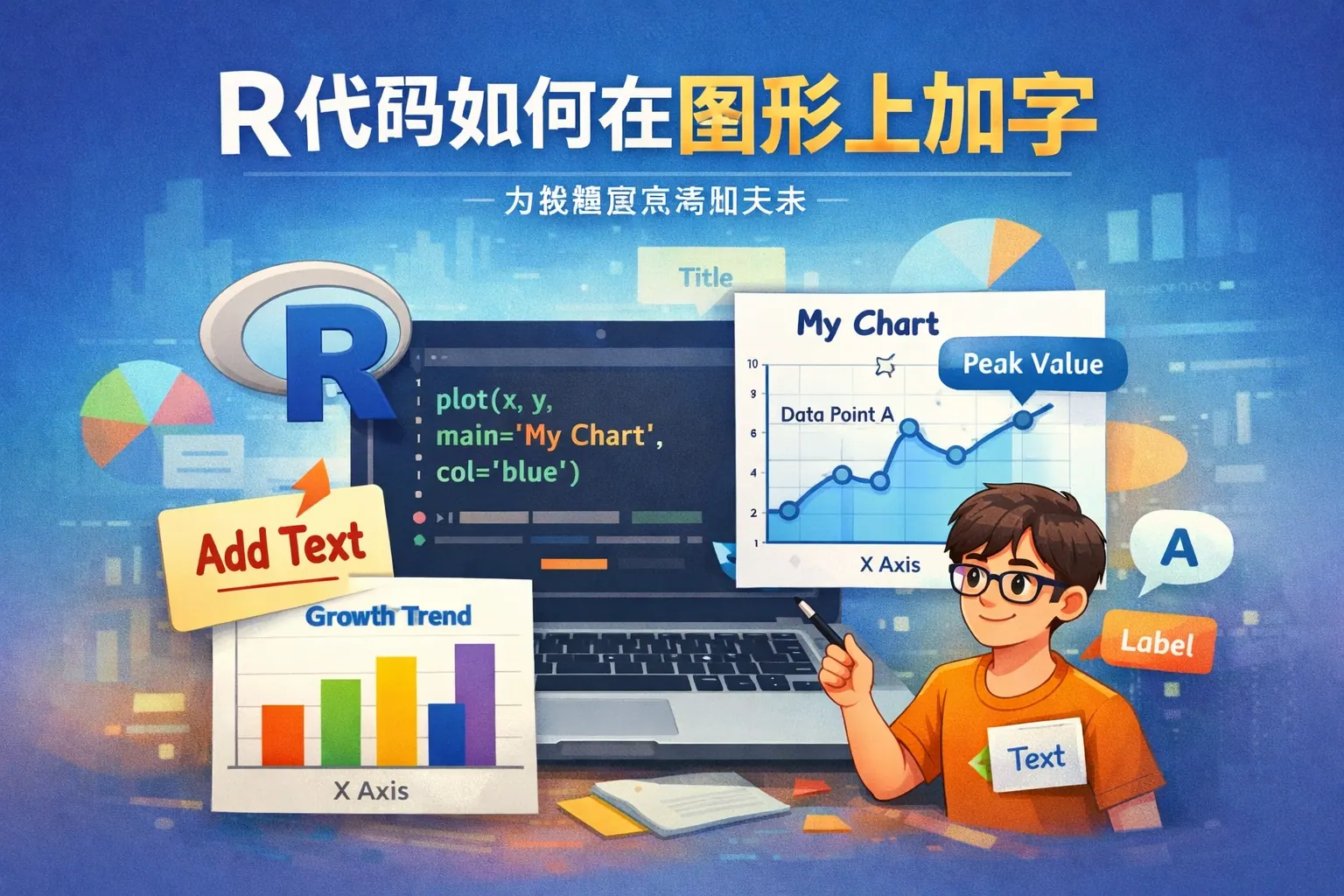 R代码如何在图形上加字