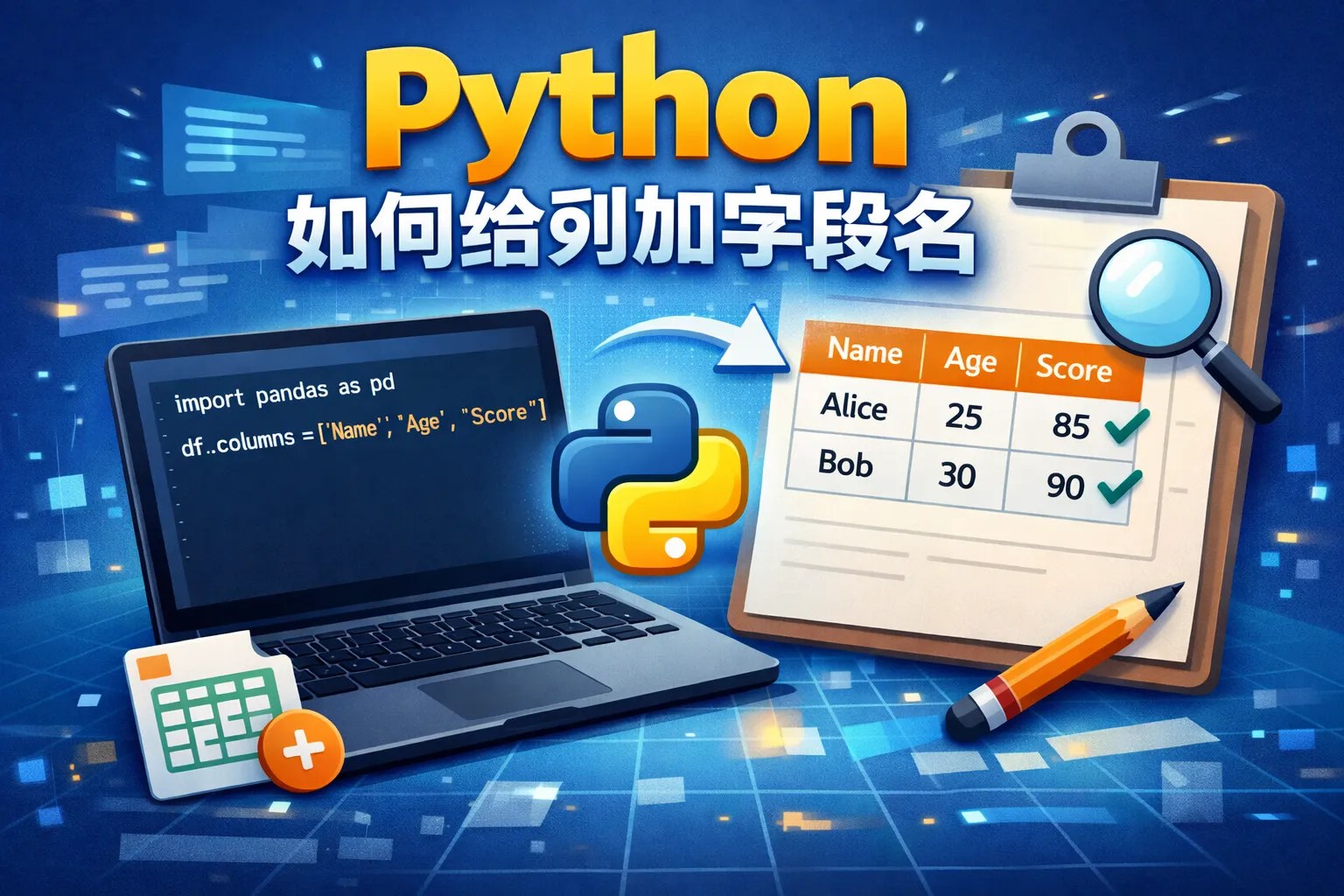 python如何跟列加字段名