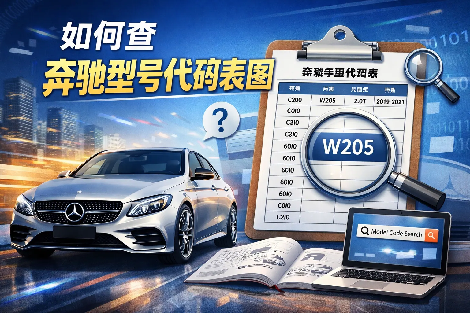 如何查奔驰型号代码表图