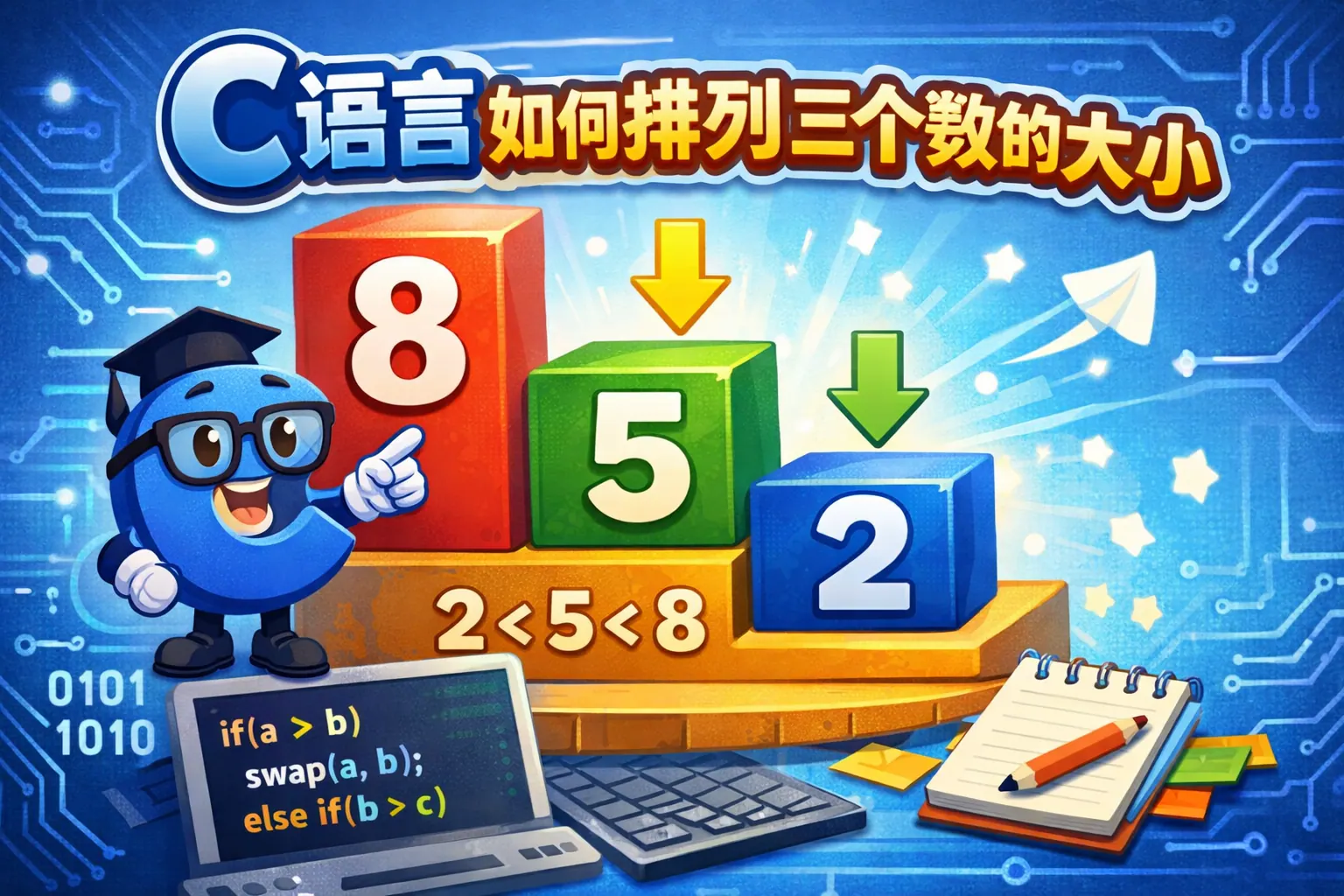 C语言如何排列三个数的大小