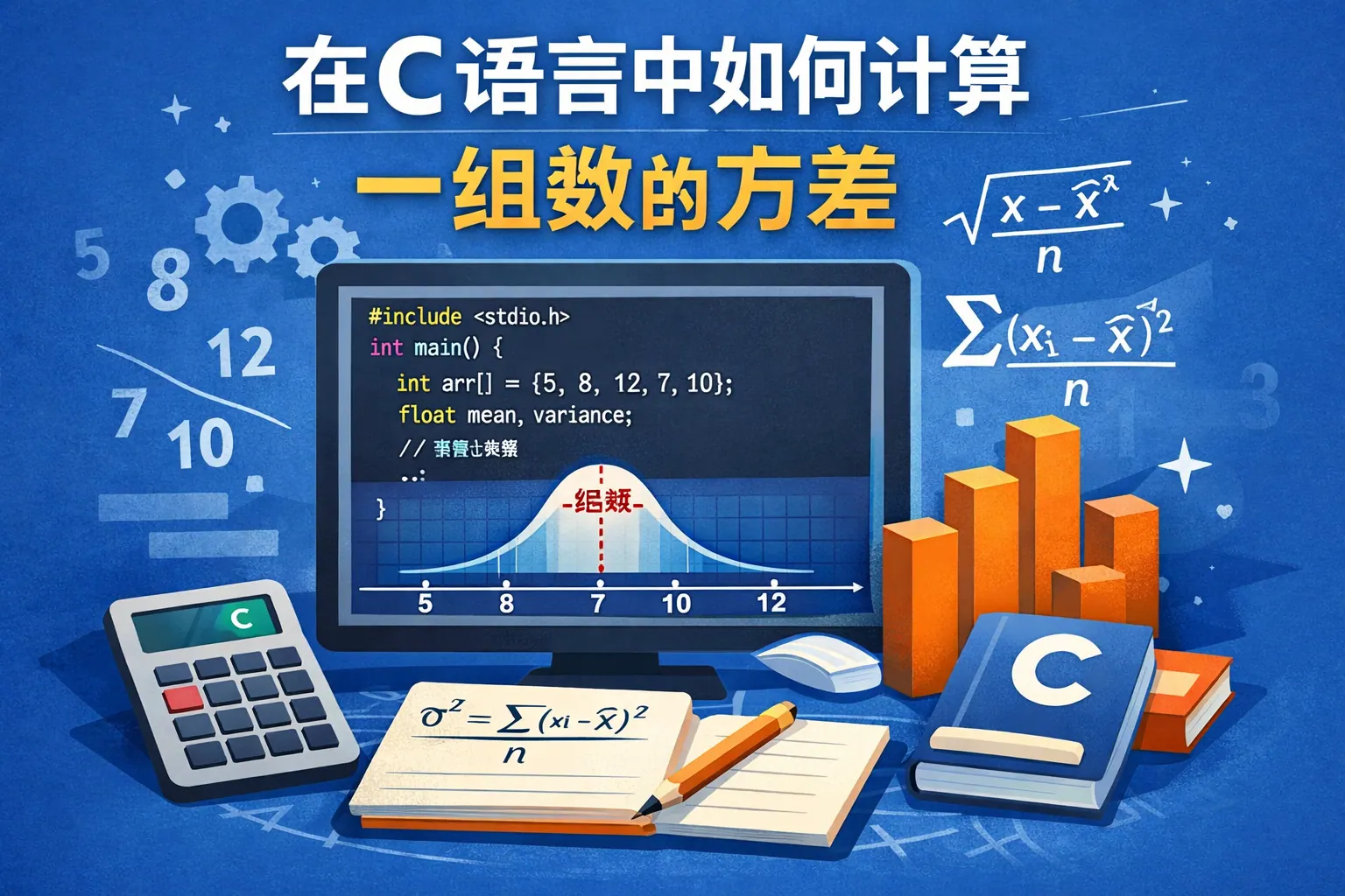 在c语言中如何计算一组数的方差