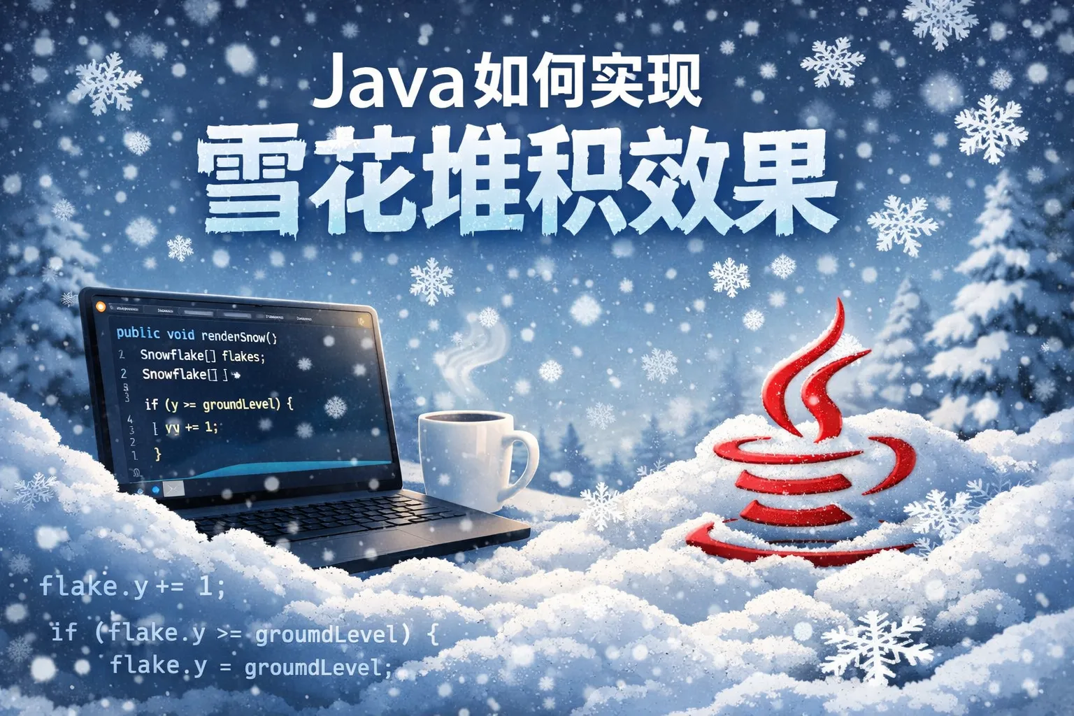 java如何实现雪花堆积效果