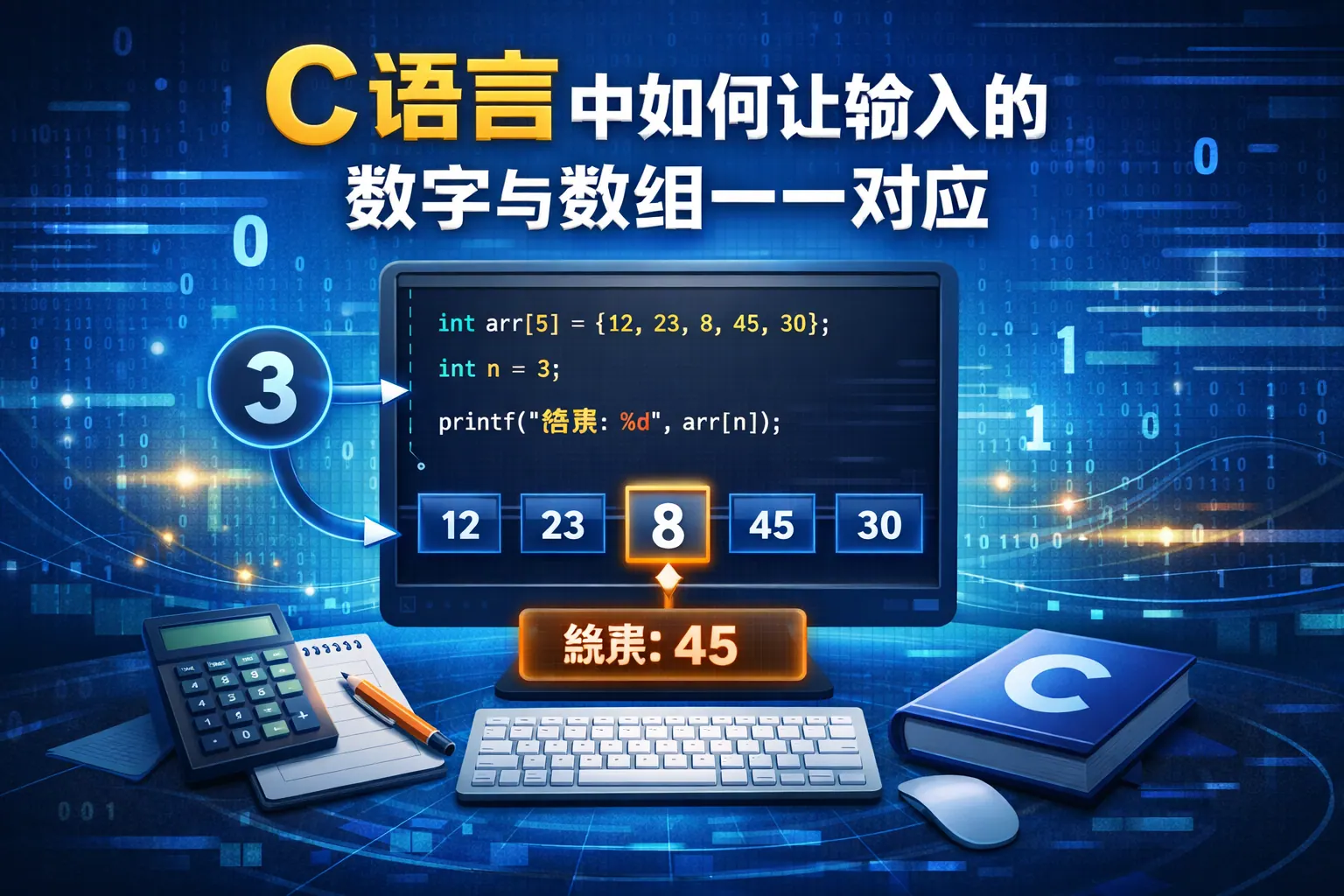 c语言中如何让输入的数字与数组一一对应