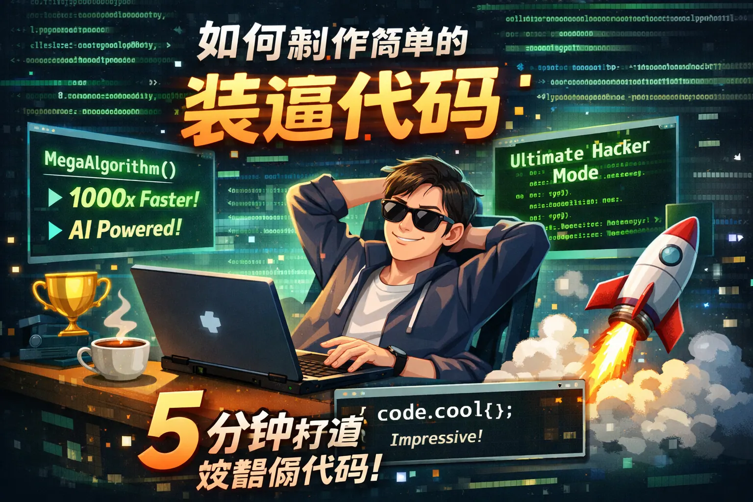 如何制作简单的装逼代码