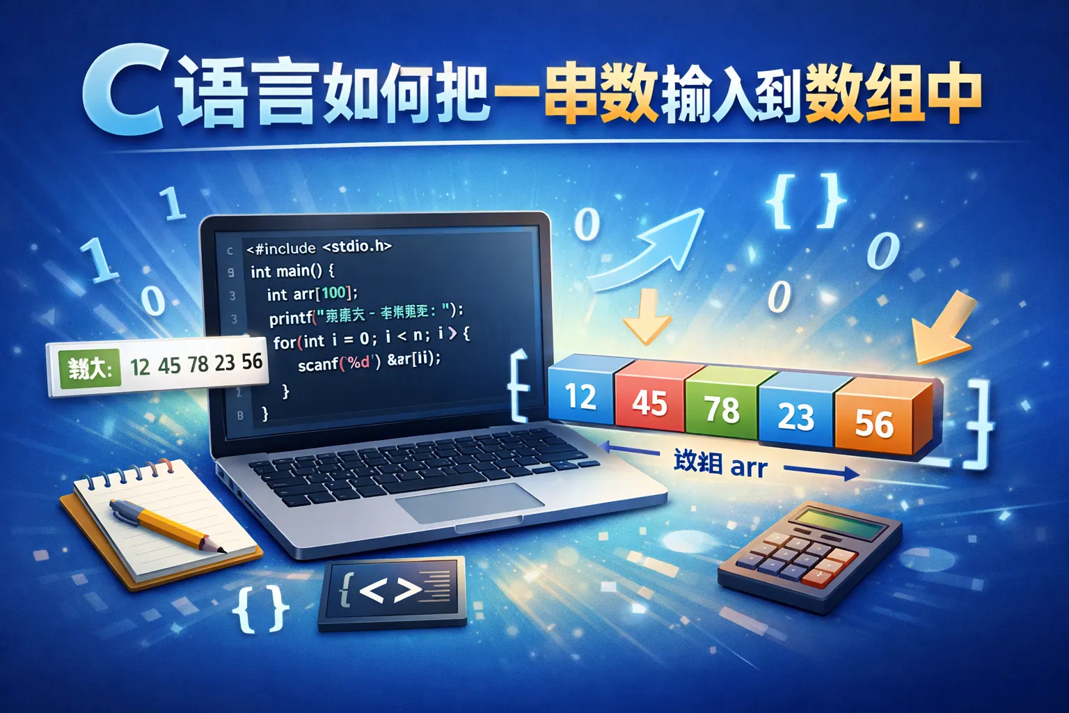 c语言如何把一串数输入到数组中