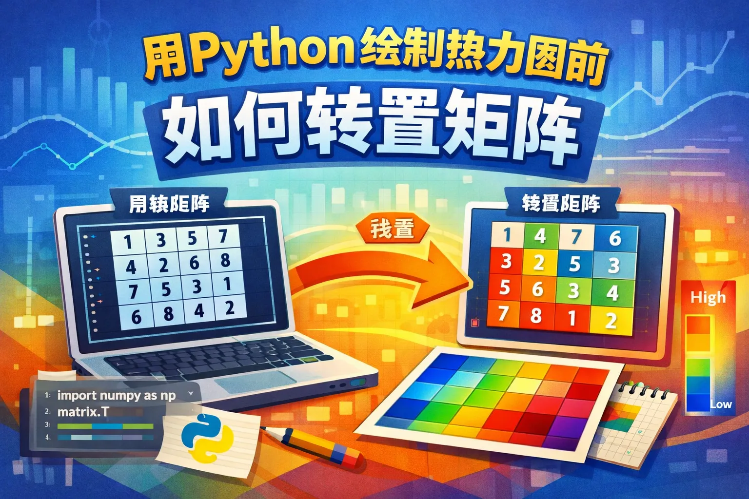 用python绘制热力图前如何转置矩阵
