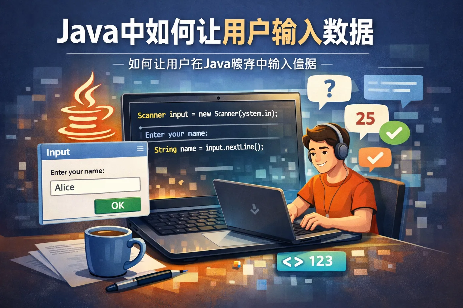 java中如何让用户输入数据