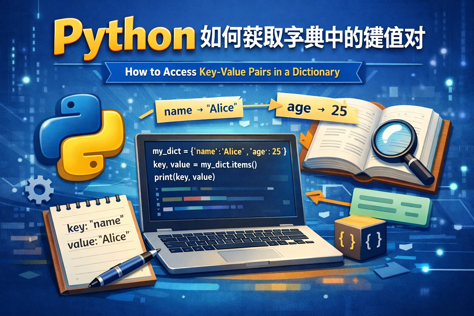 python如何获取字典中的键值对