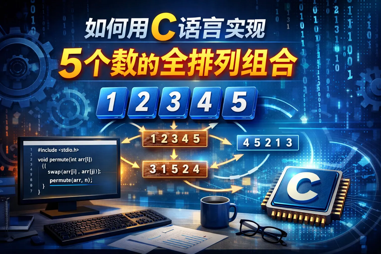 如何用c语言实现5个数的全排列组合
