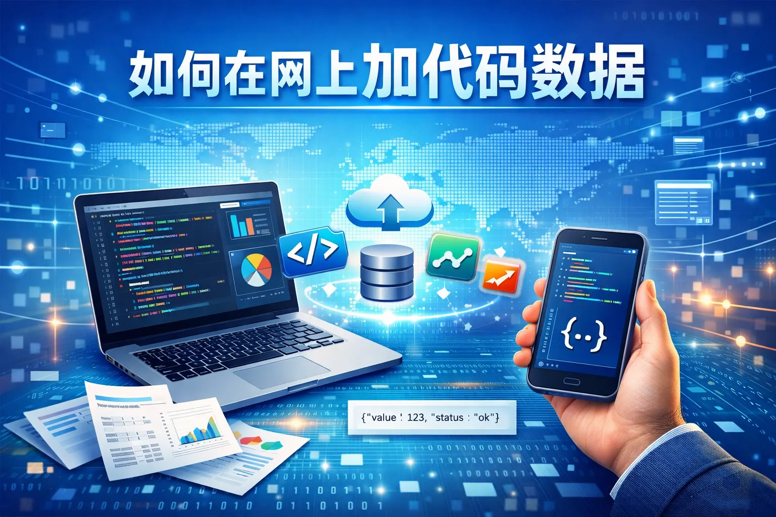 如何在网上加代码数据