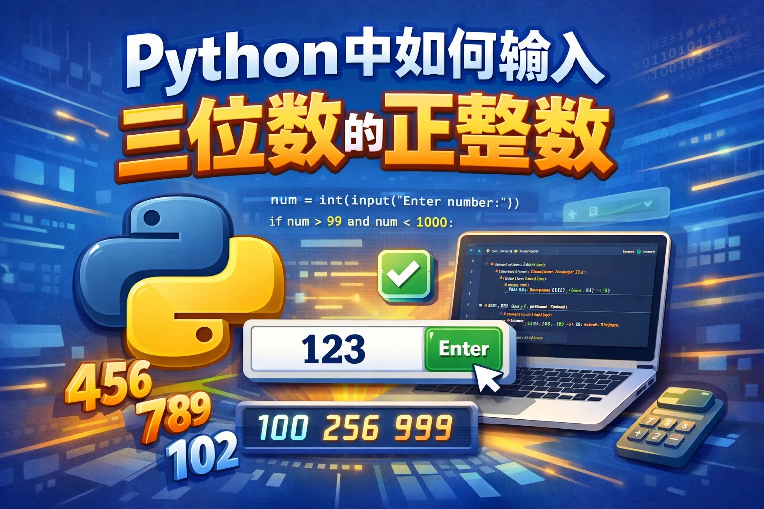python中如何输入三位数的正整数