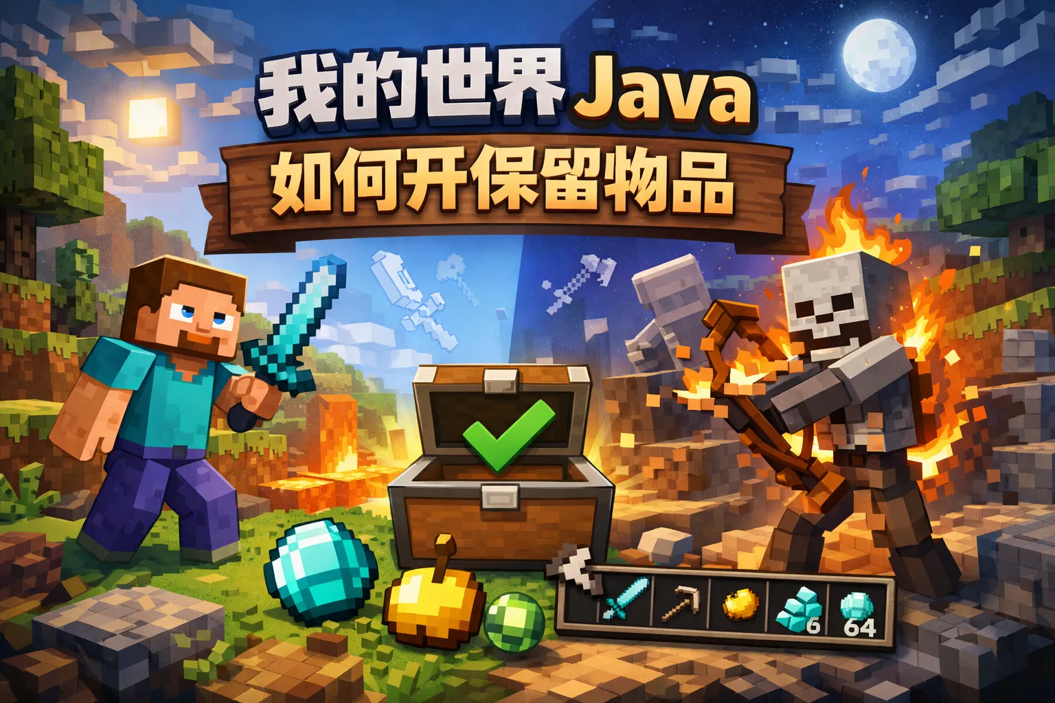 我的世界java如何开保留物品