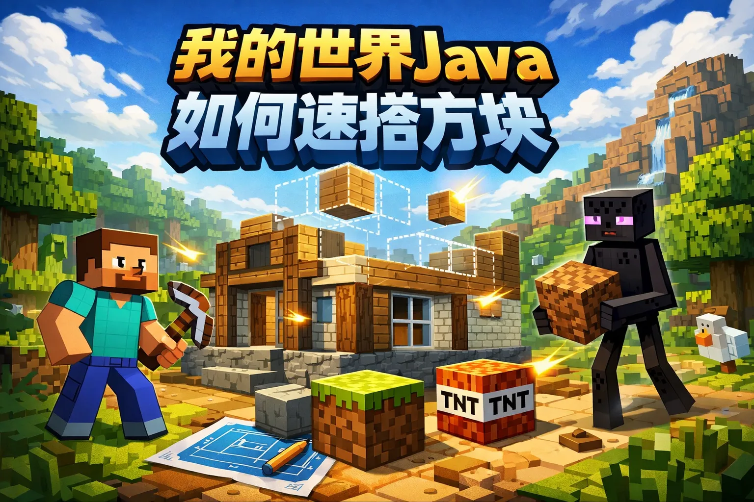 我的世界java如何速搭方块