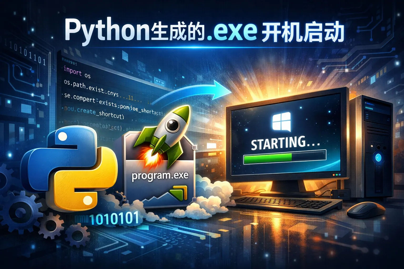 python生成的exe开机启动