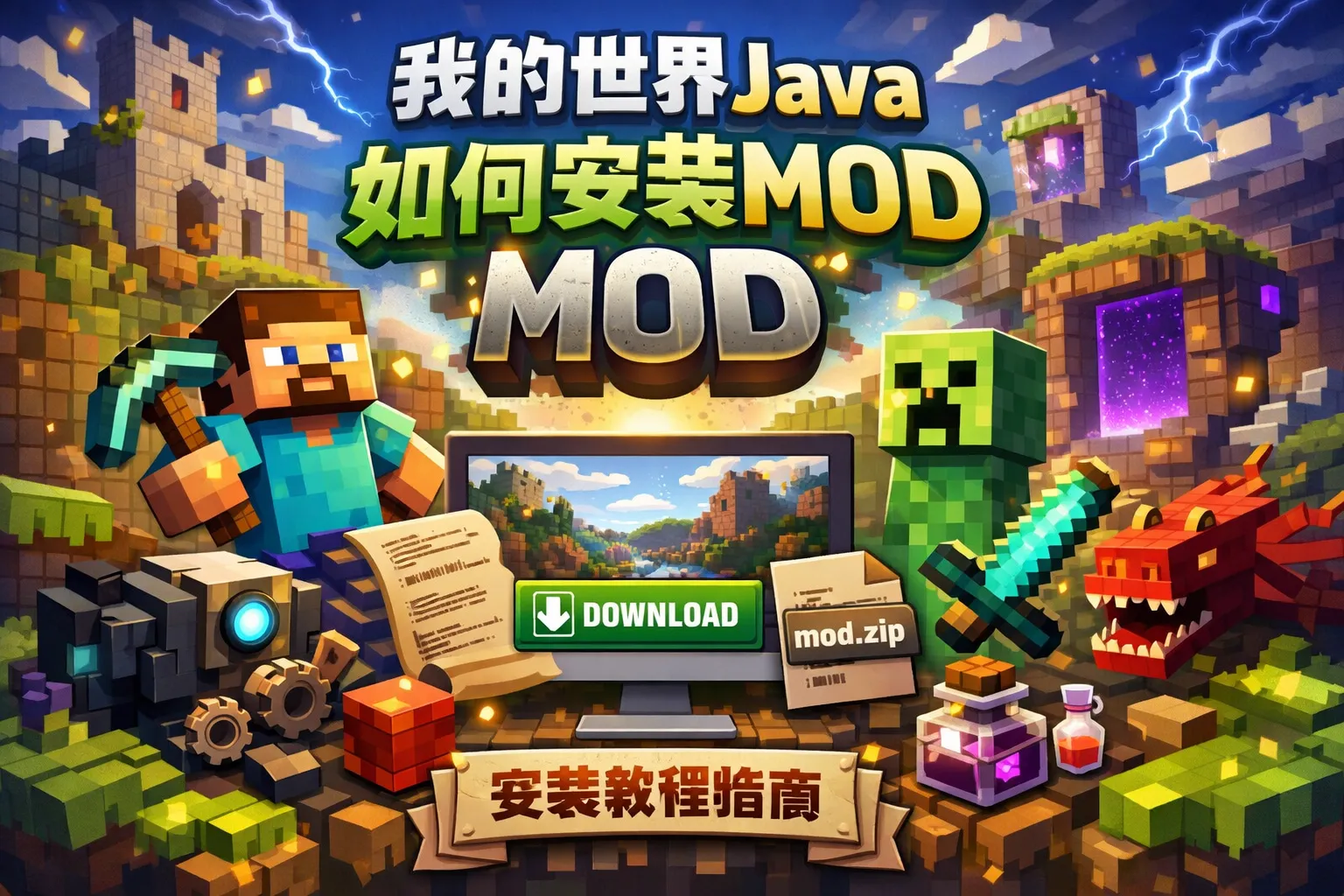 我的世界java如何安装mod