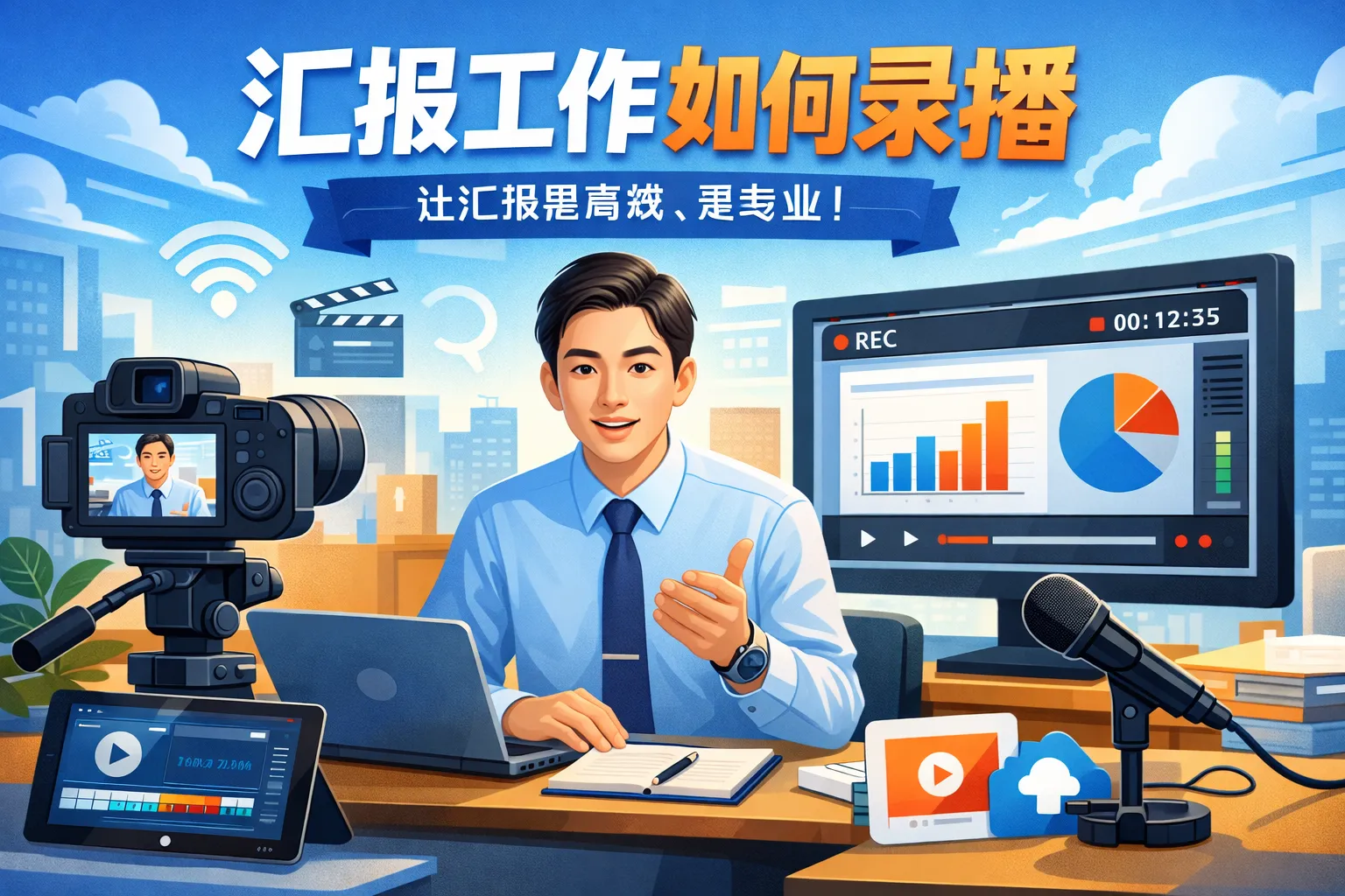 汇报工作如何录播