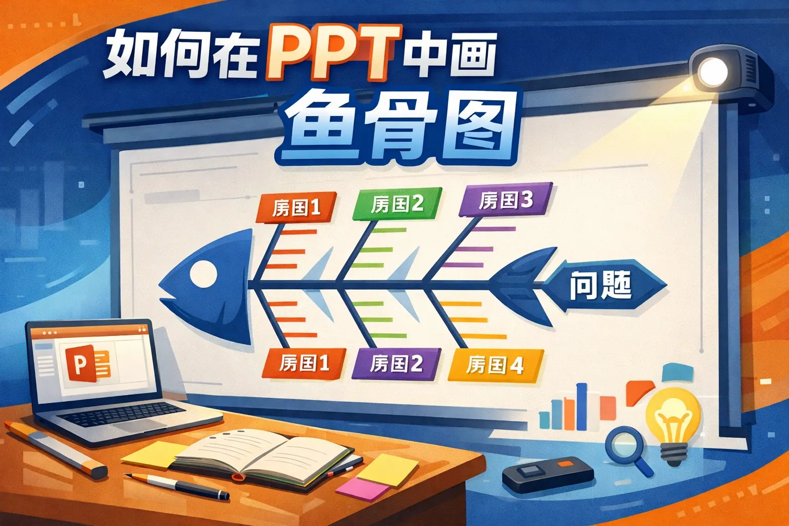 如何在ppt中画鱼骨图