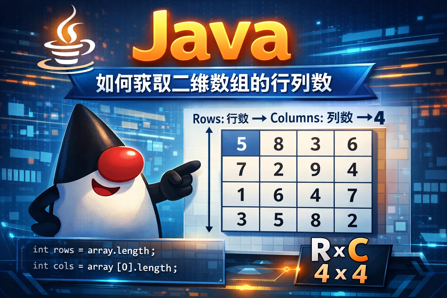 java如何获取二维数组的行列数