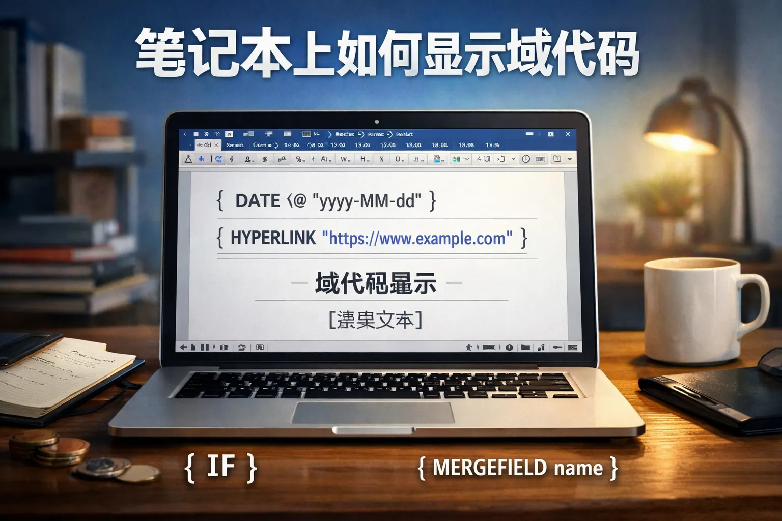 笔记本上如何显示域代码