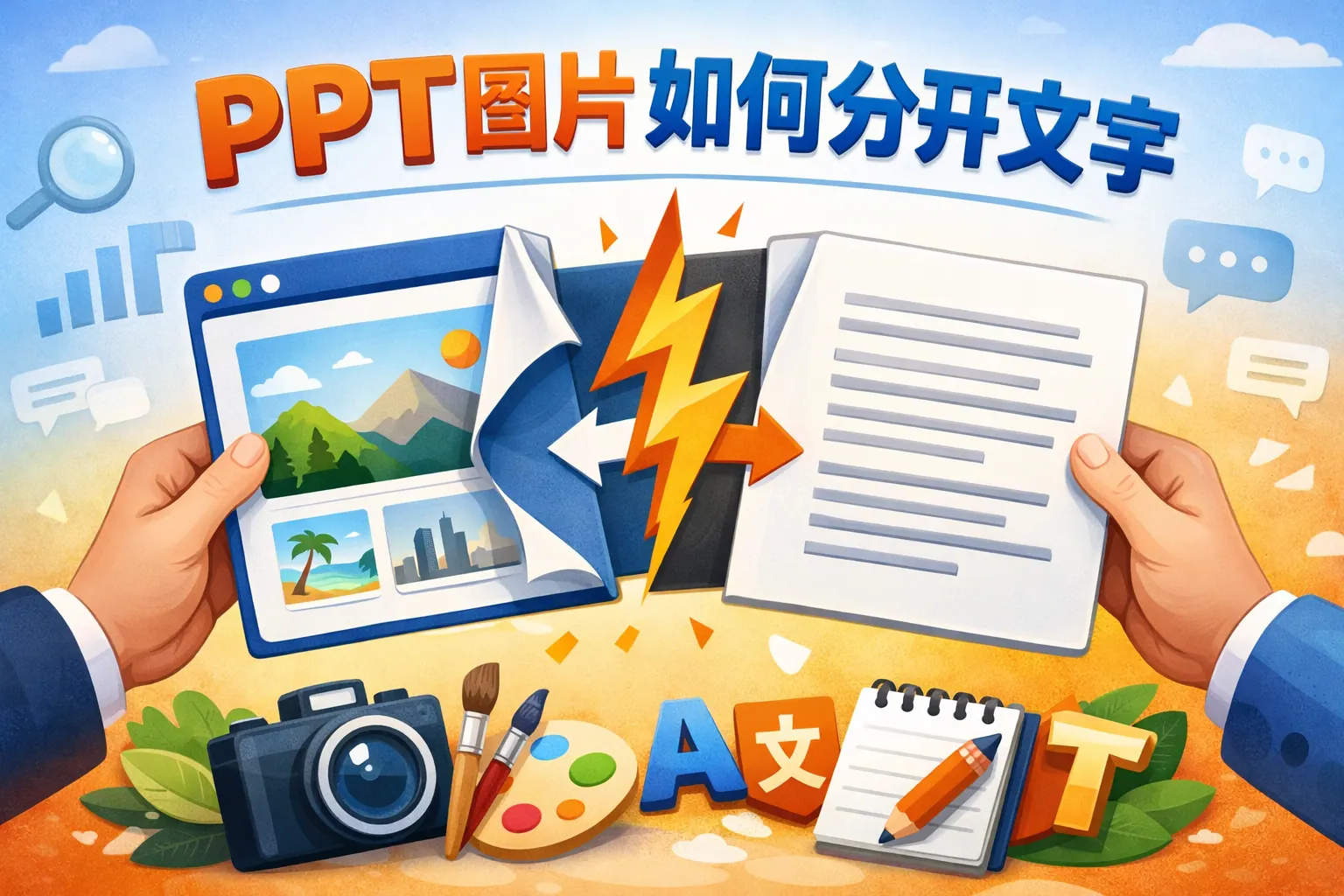 ppt图片如何分开文字