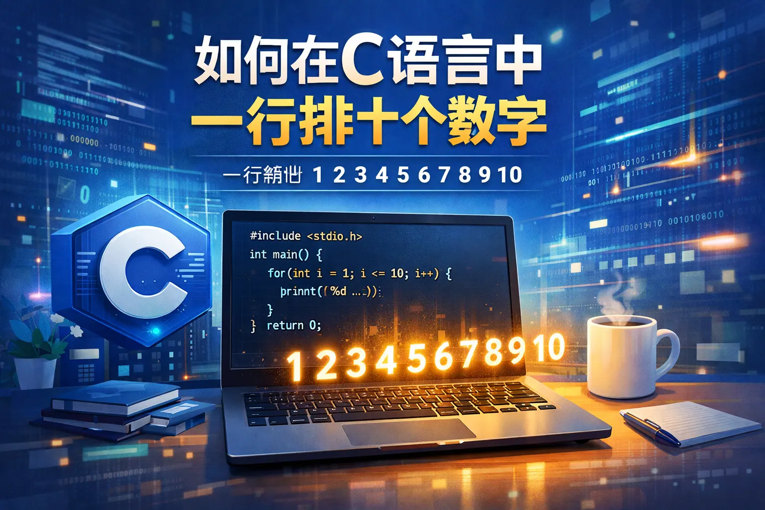 如何在c语言中一行排十个数字