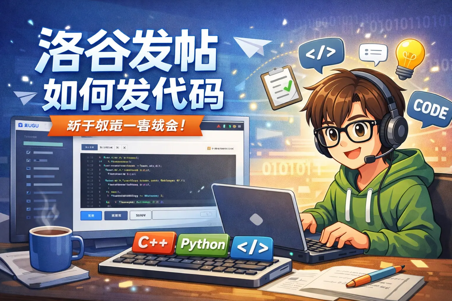 洛谷发帖如何发代码