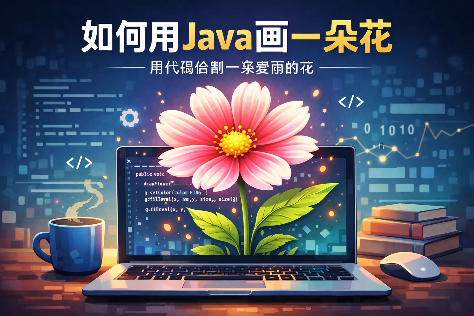 如何用java画一朵花