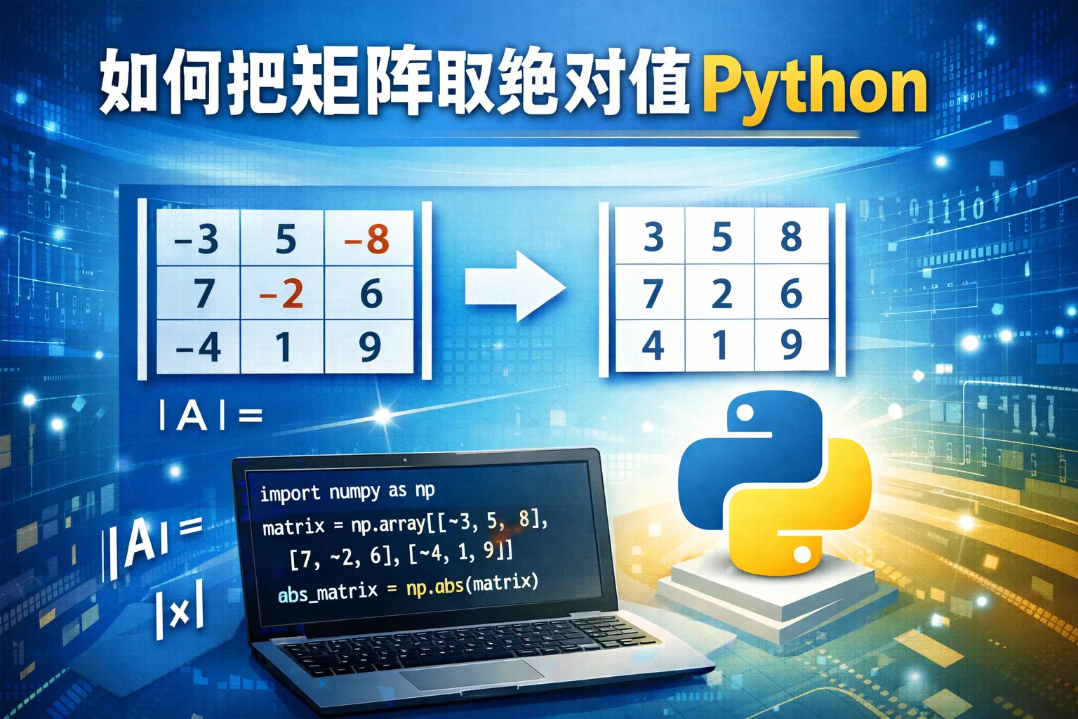 如何把矩阵取绝对值python
