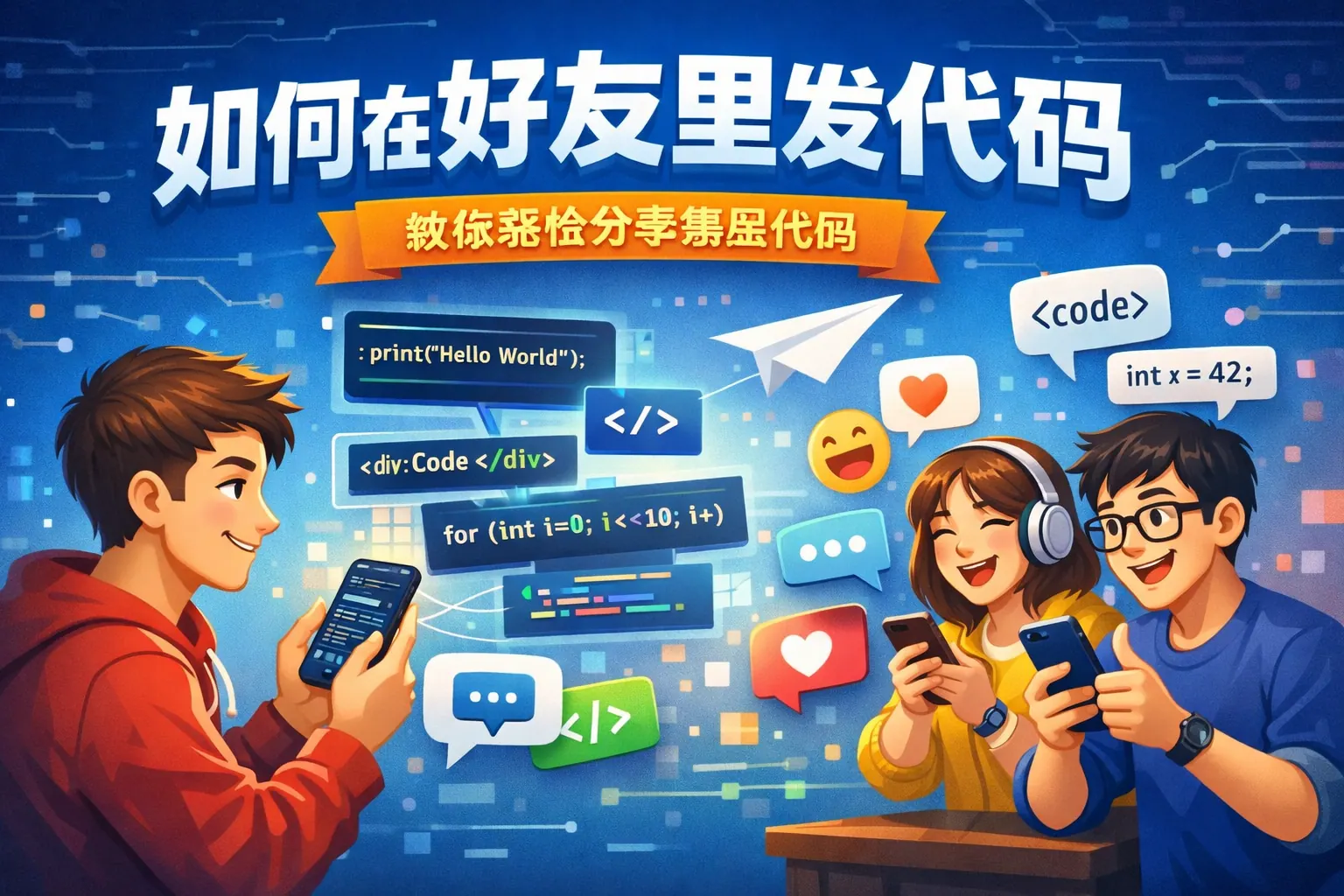 如何在好友里发代码