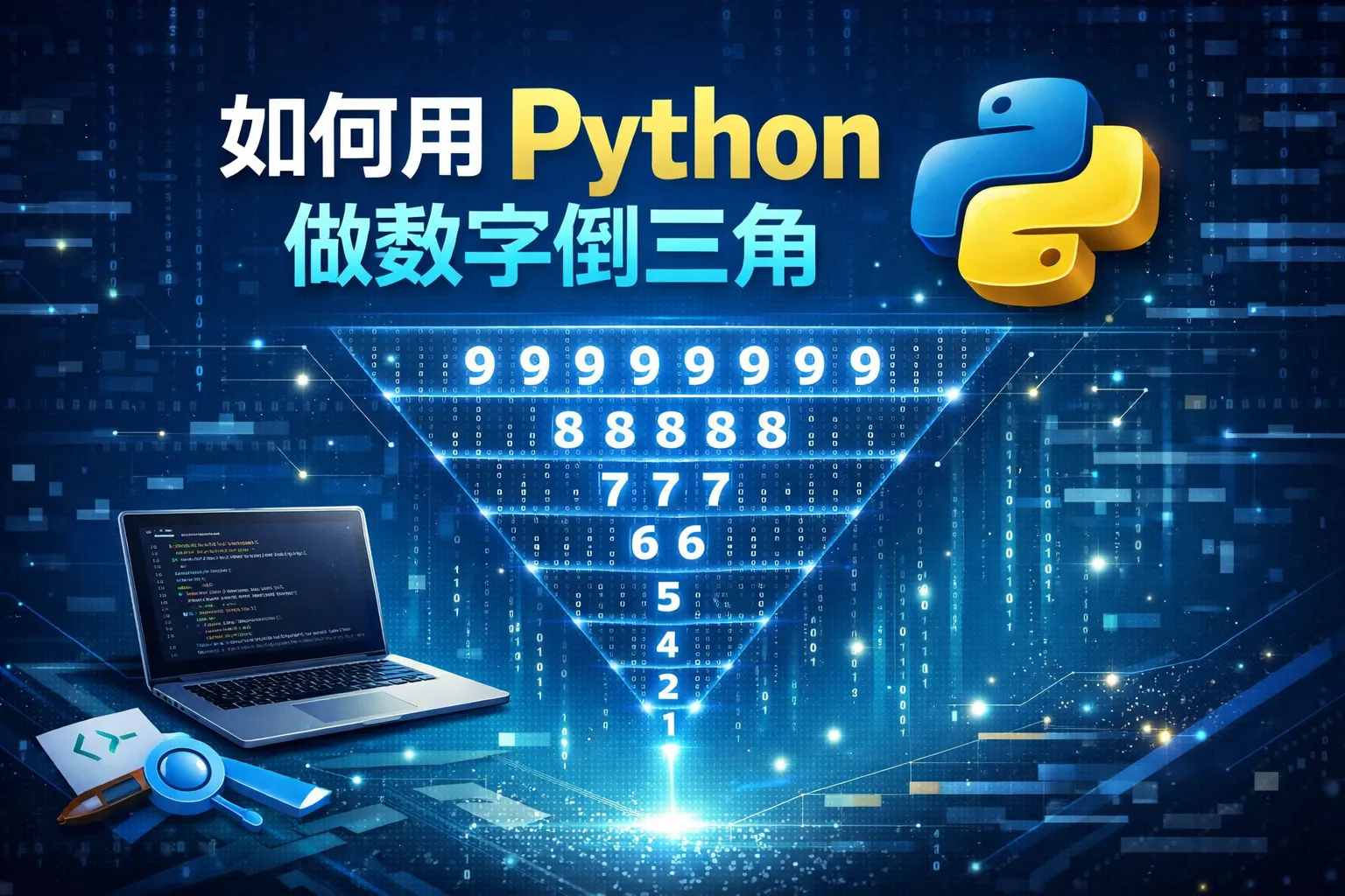 如何用python做数字倒三角
