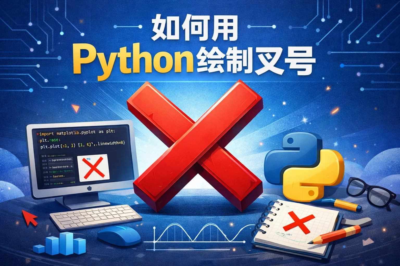 如何用python绘制叉号