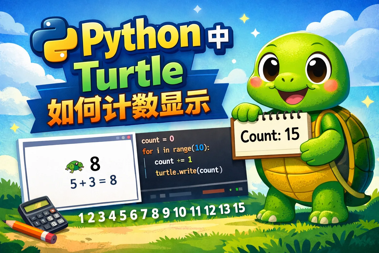 python中turtle如何计数显示