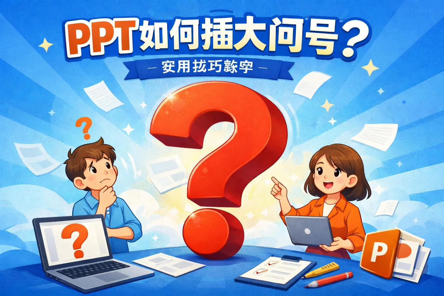 ppt如何插大问号