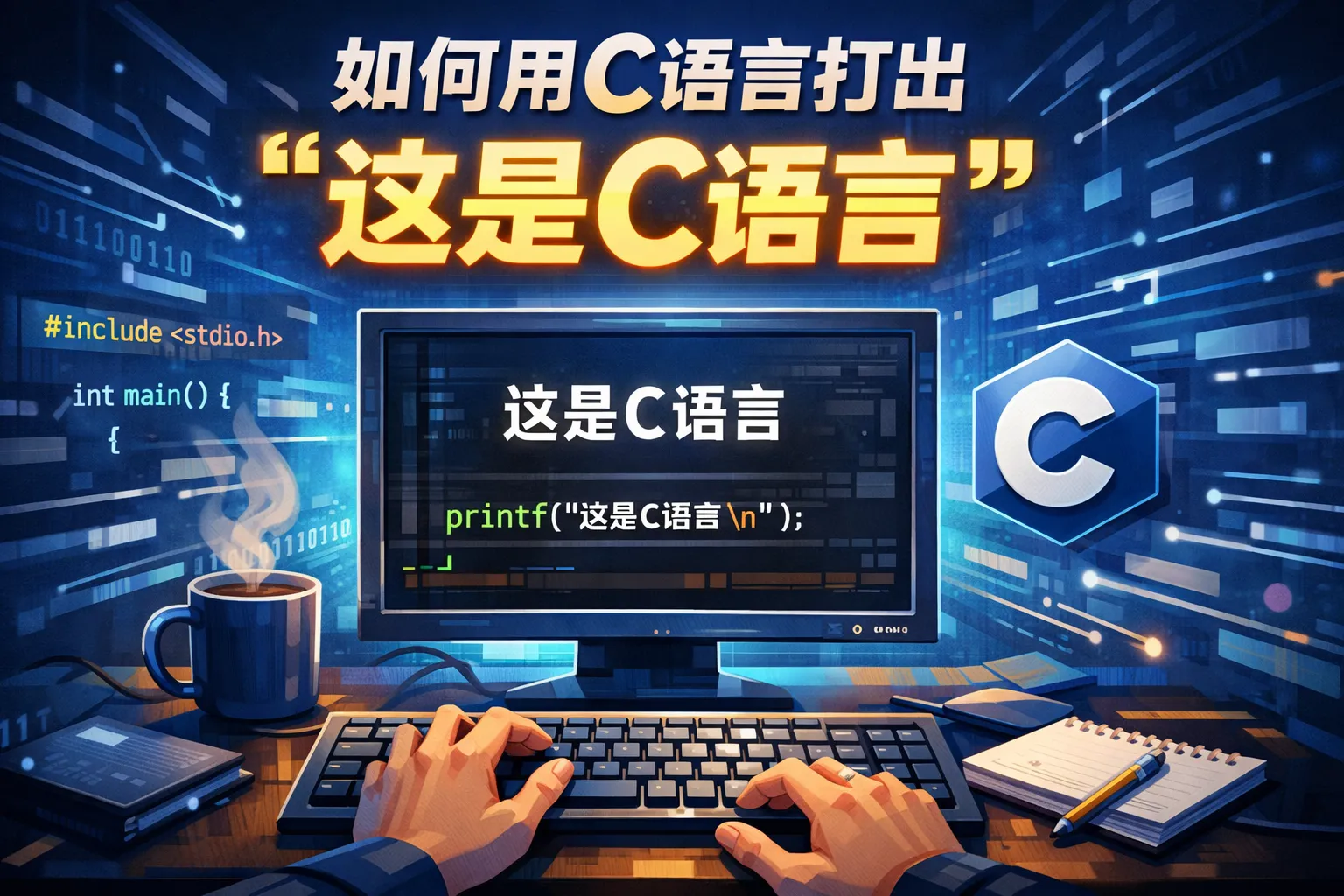 如何用c语言打出这是c语言