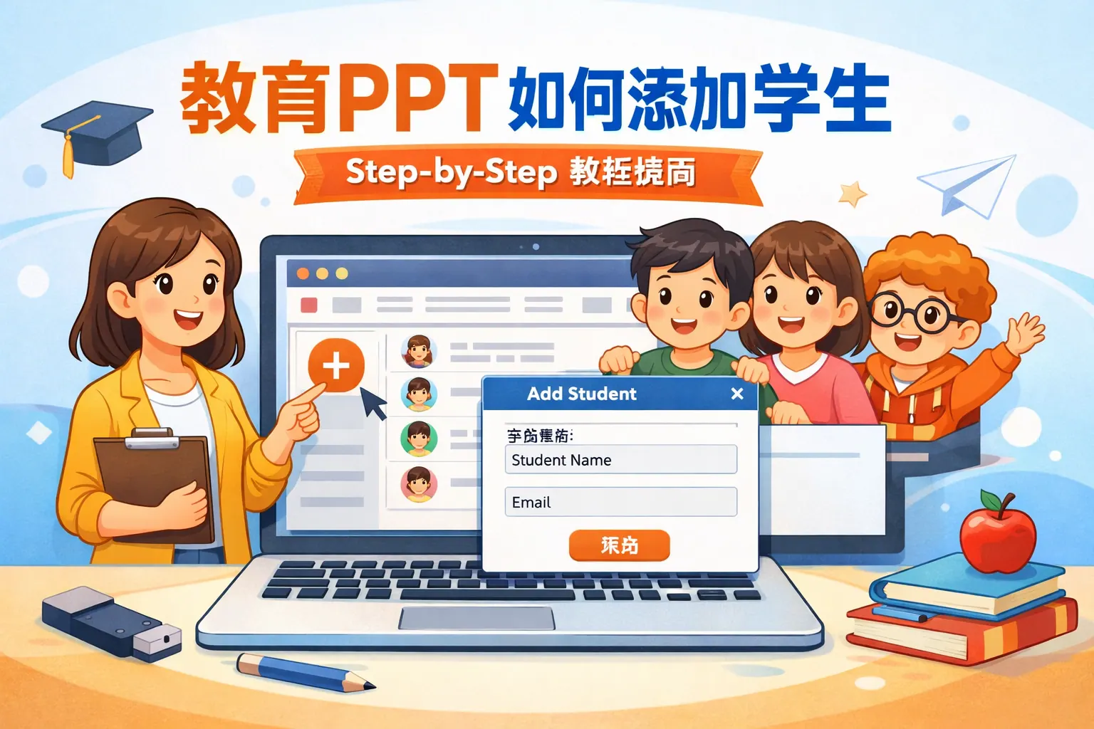 教育ppt如何添加学生
