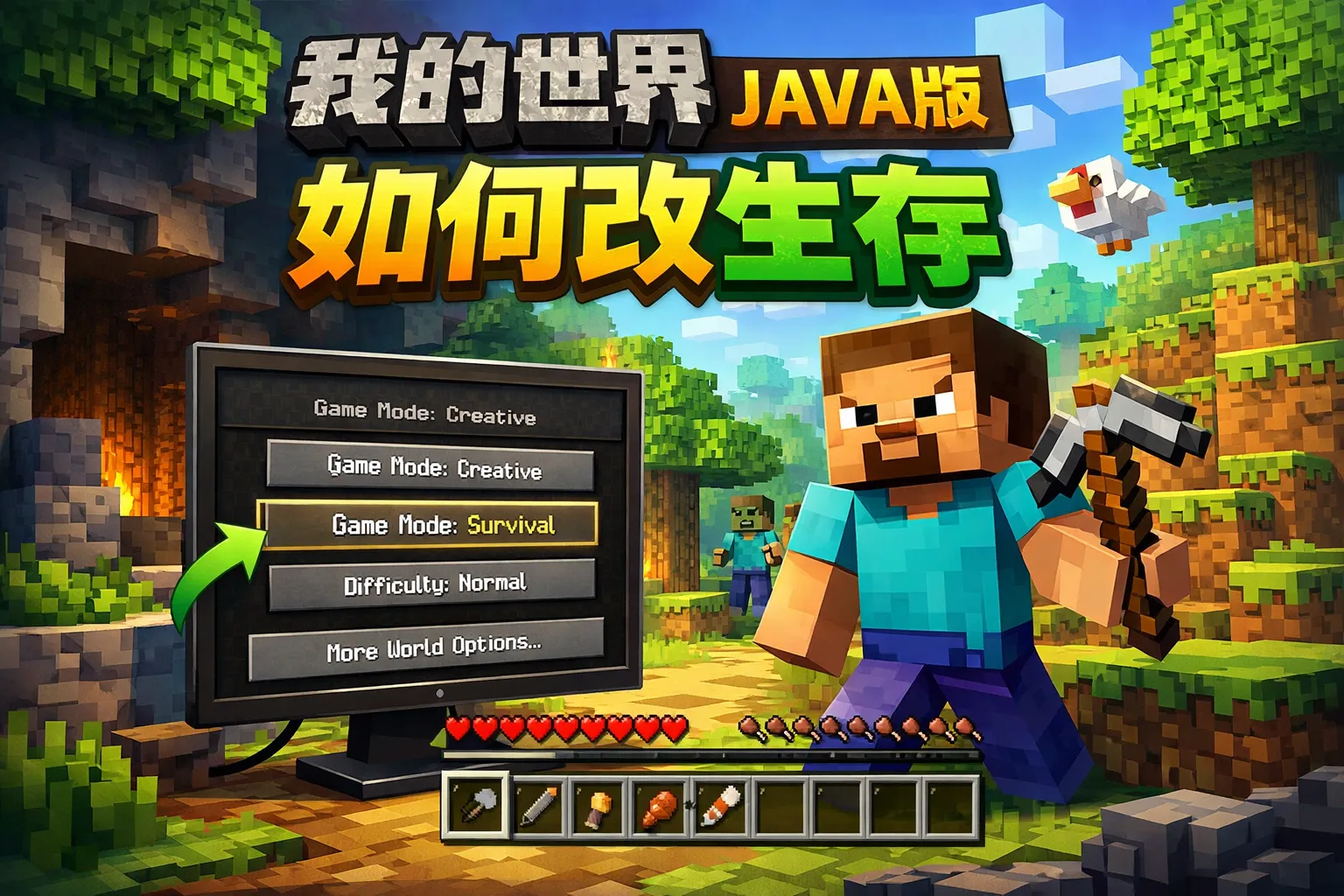 我的世界java版如何改生存