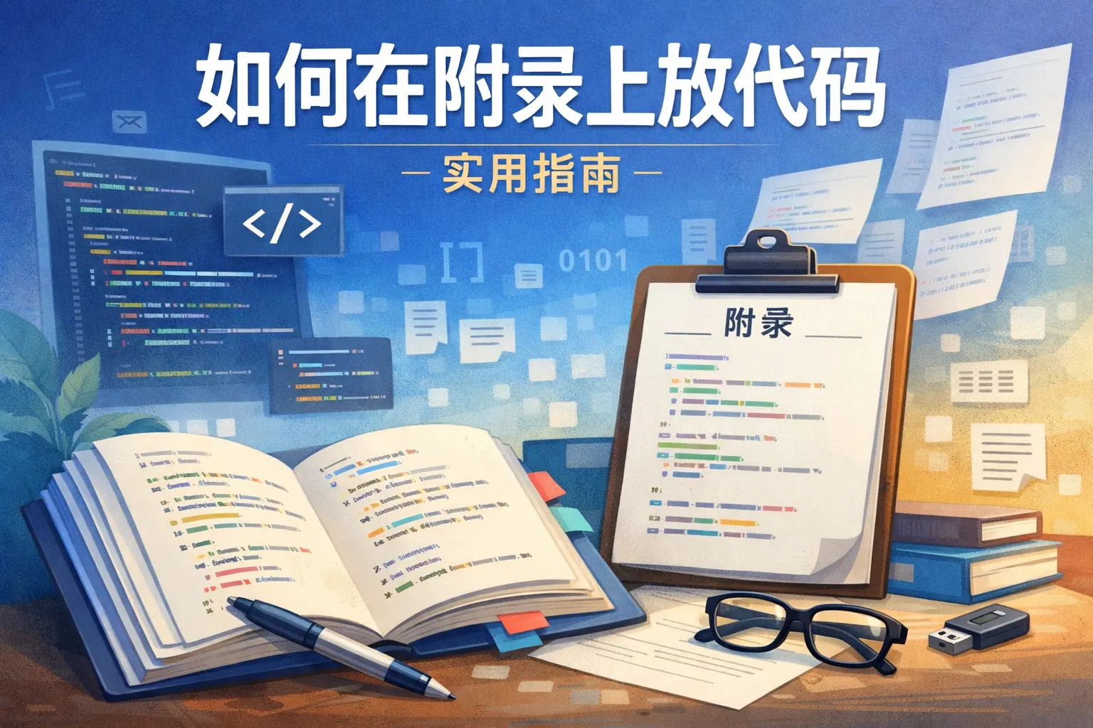 如何在附录上放代码