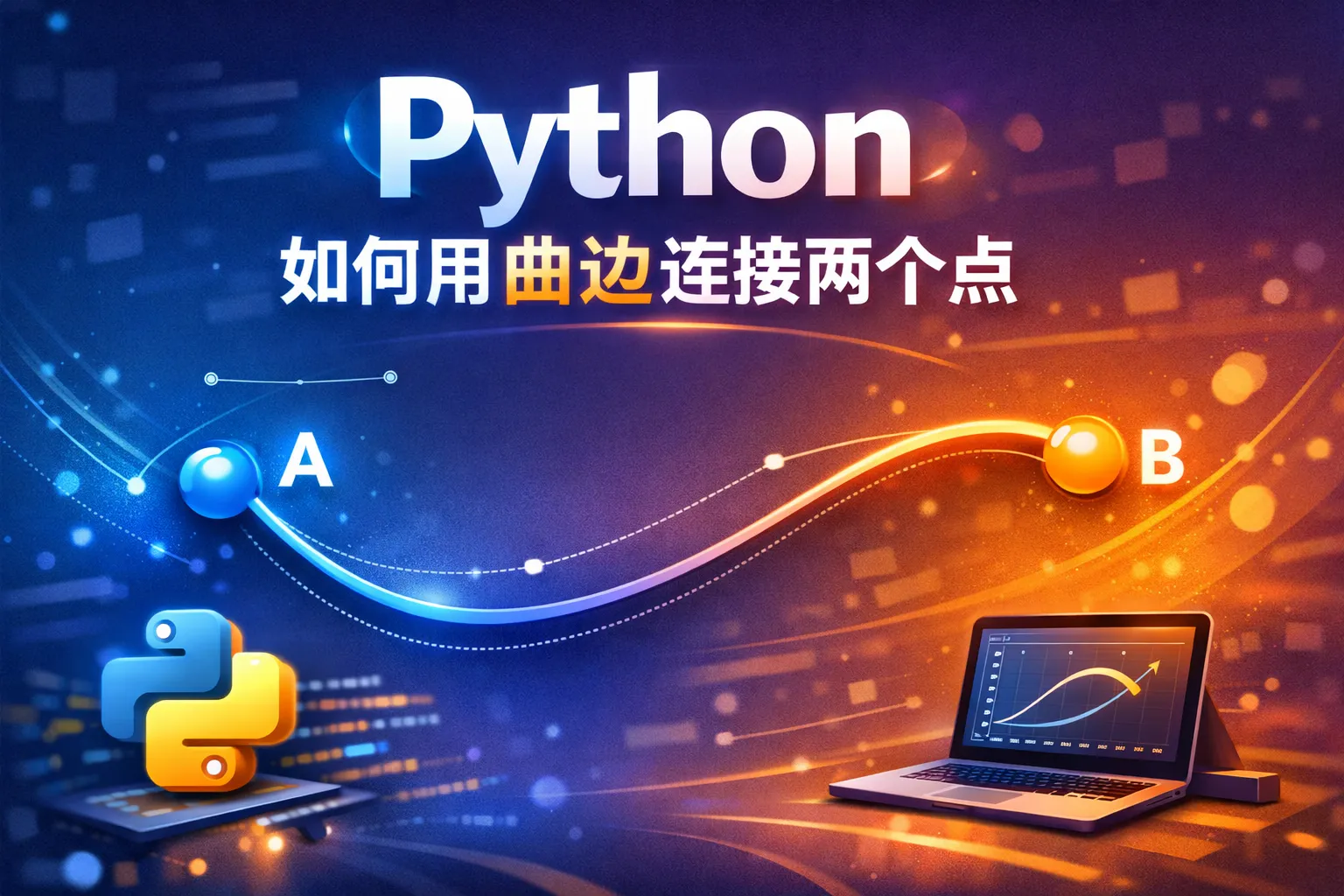 python如何用曲边连接两个点