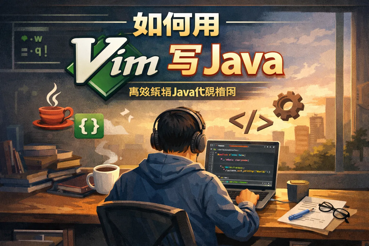 如何用vim写java