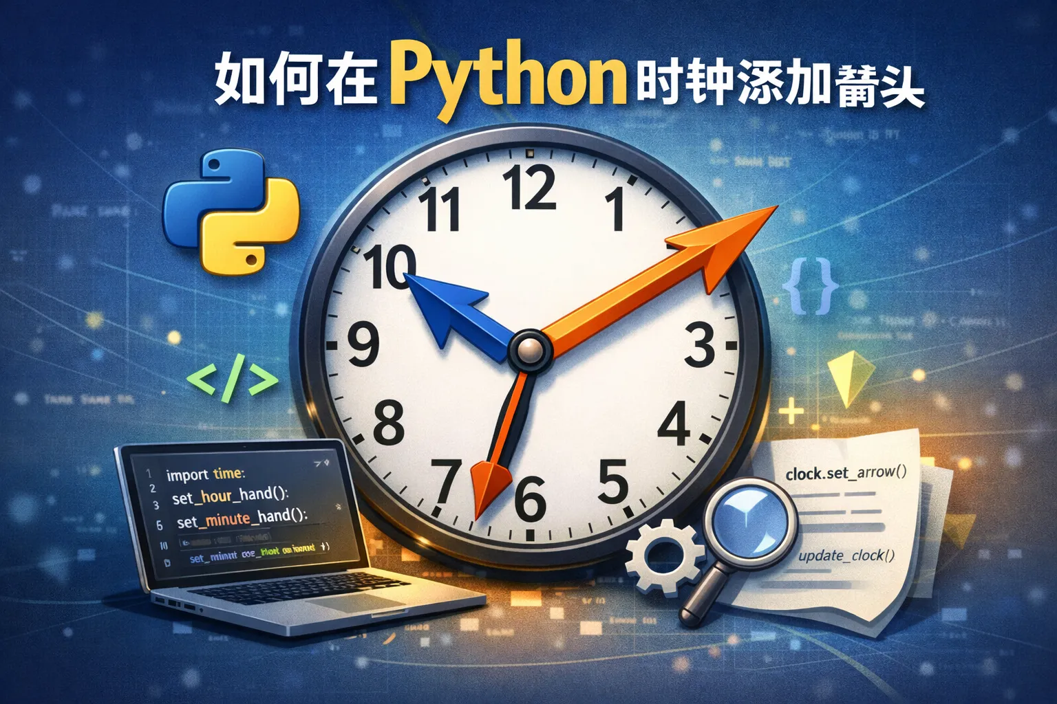 如何在python时钟添加箭头
