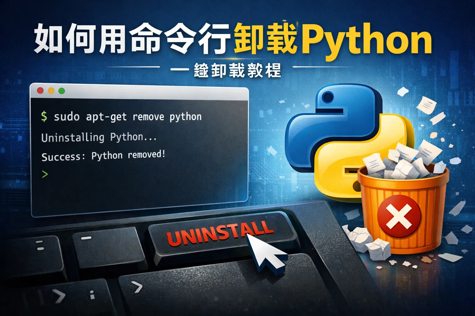 如何用命令行卸载python