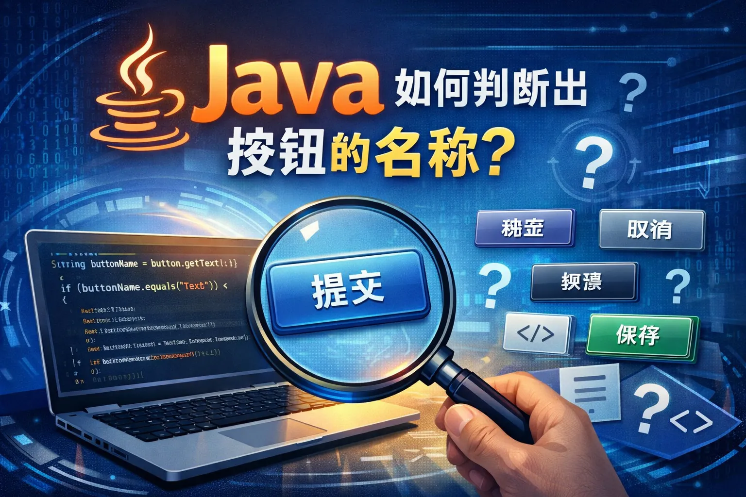 java如何判断出按钮的名称