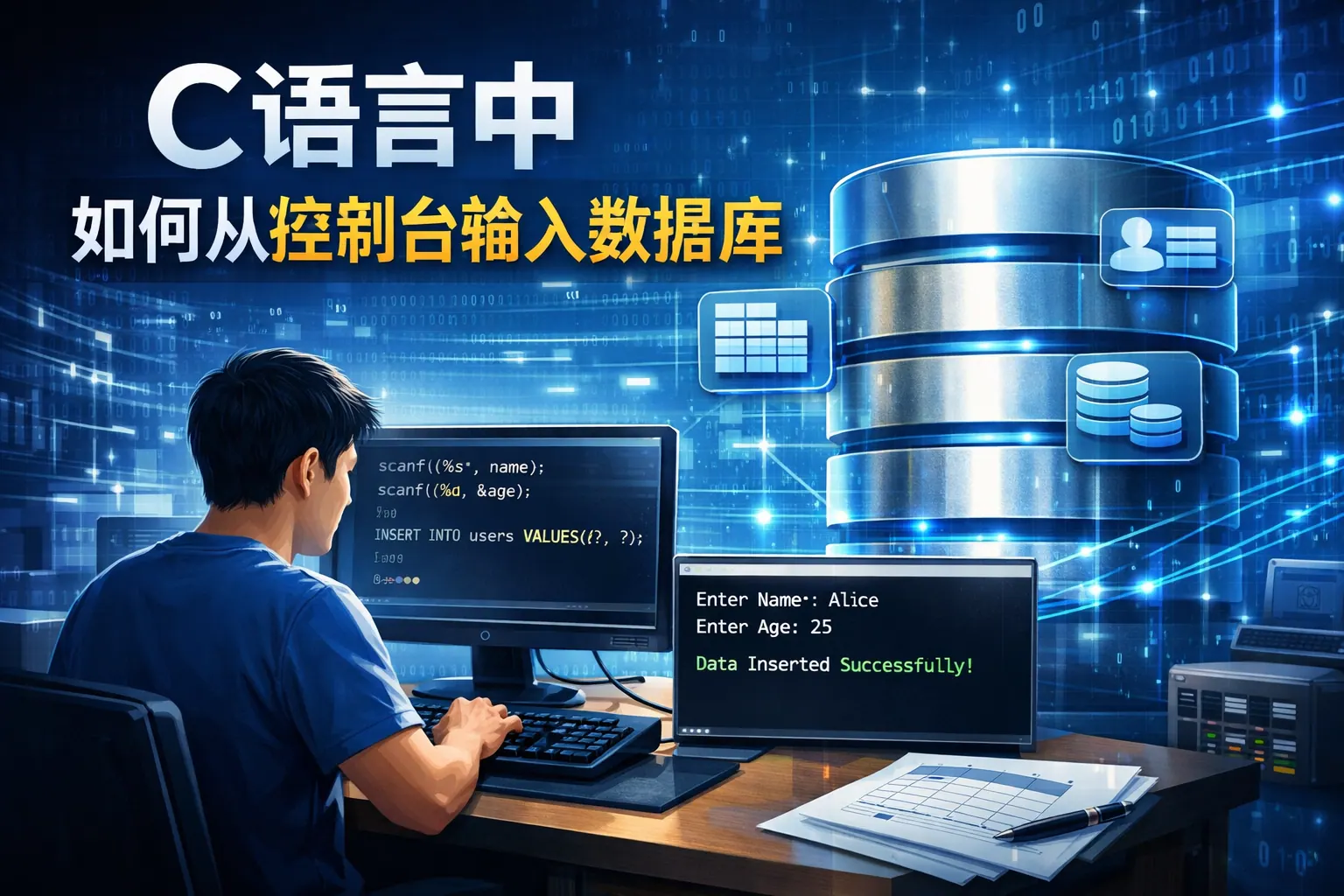 c语言中如何从控制台输入数据库