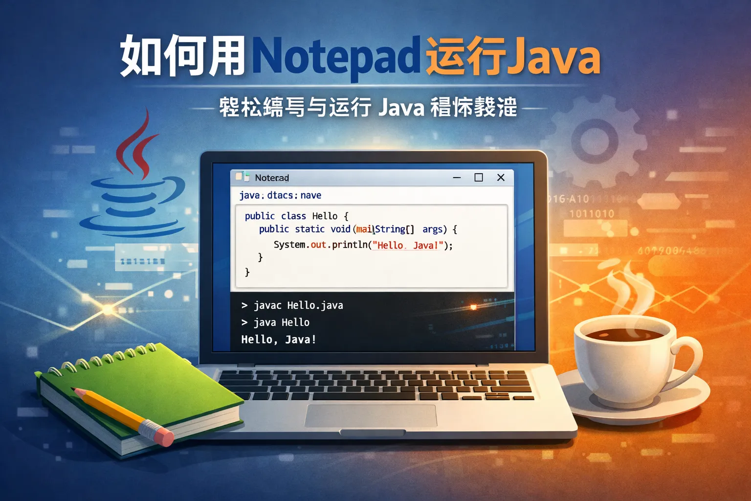 如何用notepado运行java